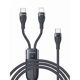 CA87 100W Super fast charging 2 in 1 TC to 8pin and USB C data cable for laptop